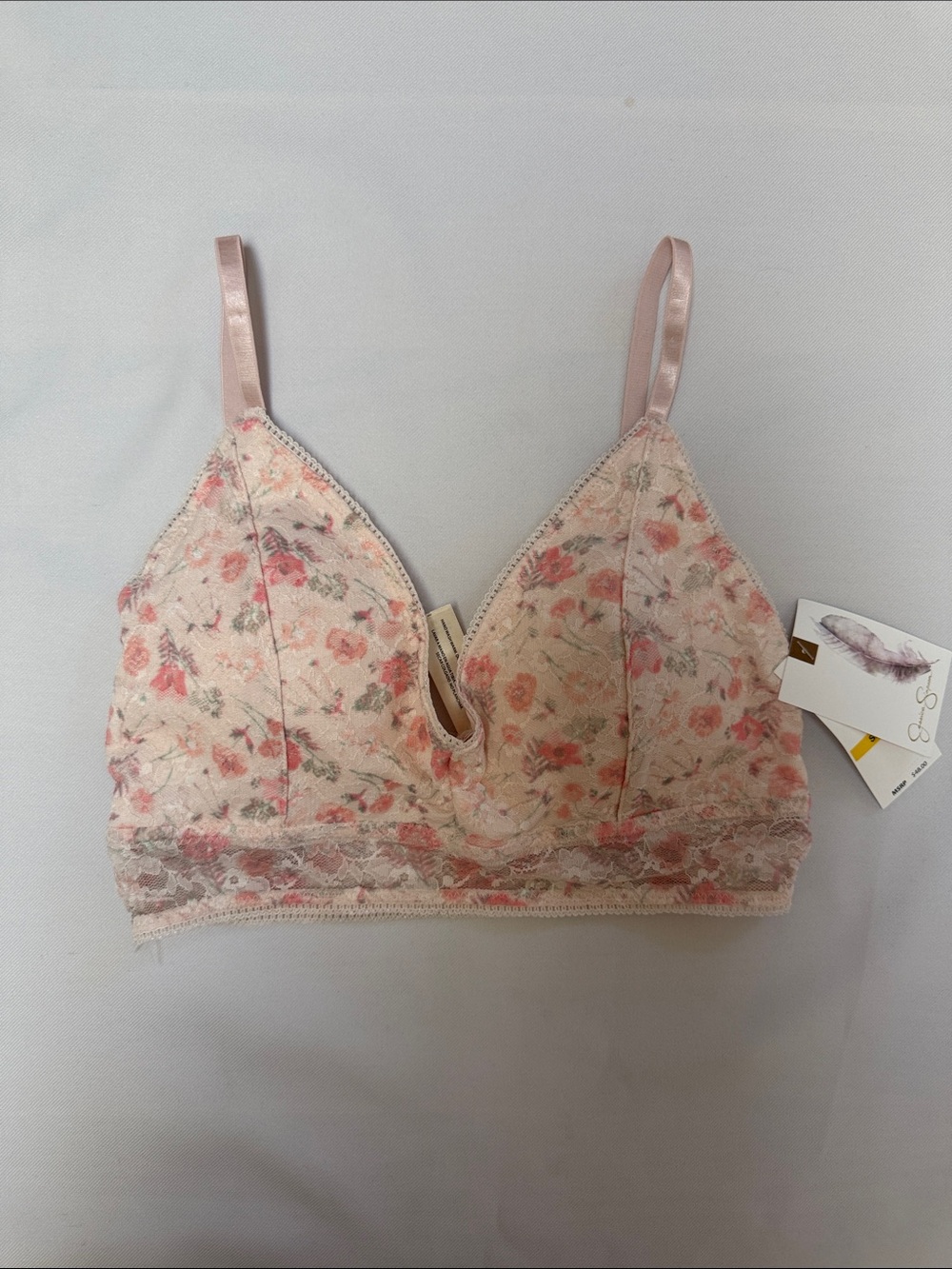 Jessica Simpson Pink Floral Lace Bralette